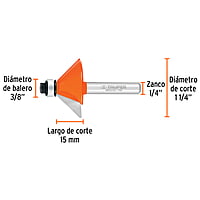 Broca para router, chaflán, 1-1/4' con balero - BROU-CH1-1/4X / 11468