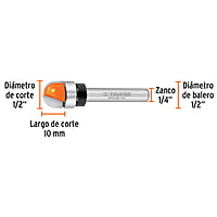 Broca para router, media caña, 1/2' con balero - BROU-MC1/2X / 11464