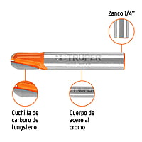 Broca para router, media caña, 1/4' - BROU-MC1/4 / 11460