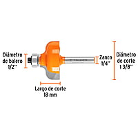 Broca para router, pecho paloma, 1-3/8' con balero - BROU-PP1-3/8X / 11480