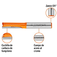 Broca para router, recta 2 filos, 1/4', mediana - BROU-R2-1/4M / 11452