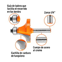 Broca para router, redondeado, 1-1/2' con balero - BROU-RD1-1/2X / 11471