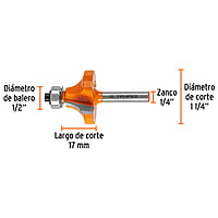 Broca para router, redondeado, 1-1/4' con balero - BROU-RD1-1/4X / 11470 Broca para router, redondeado, 1-1/4' con balero - BROU-RD1-1/4X / 11470