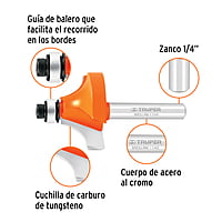 Broca para router, redondeado con moldura, 1-1/4' con balero - BROU-RM1-1/4X / 11473