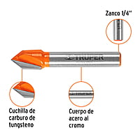 Broca para router, corte en 'V', 3/8' - BROU-V3/8 / 11465 Broca para router, corte en 'V', 3/8' - BROU-V3/8 / 11465