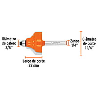Broca para router, zafiro, 1-1/4', con balero - BROU-Z1-1/4X / 10675
