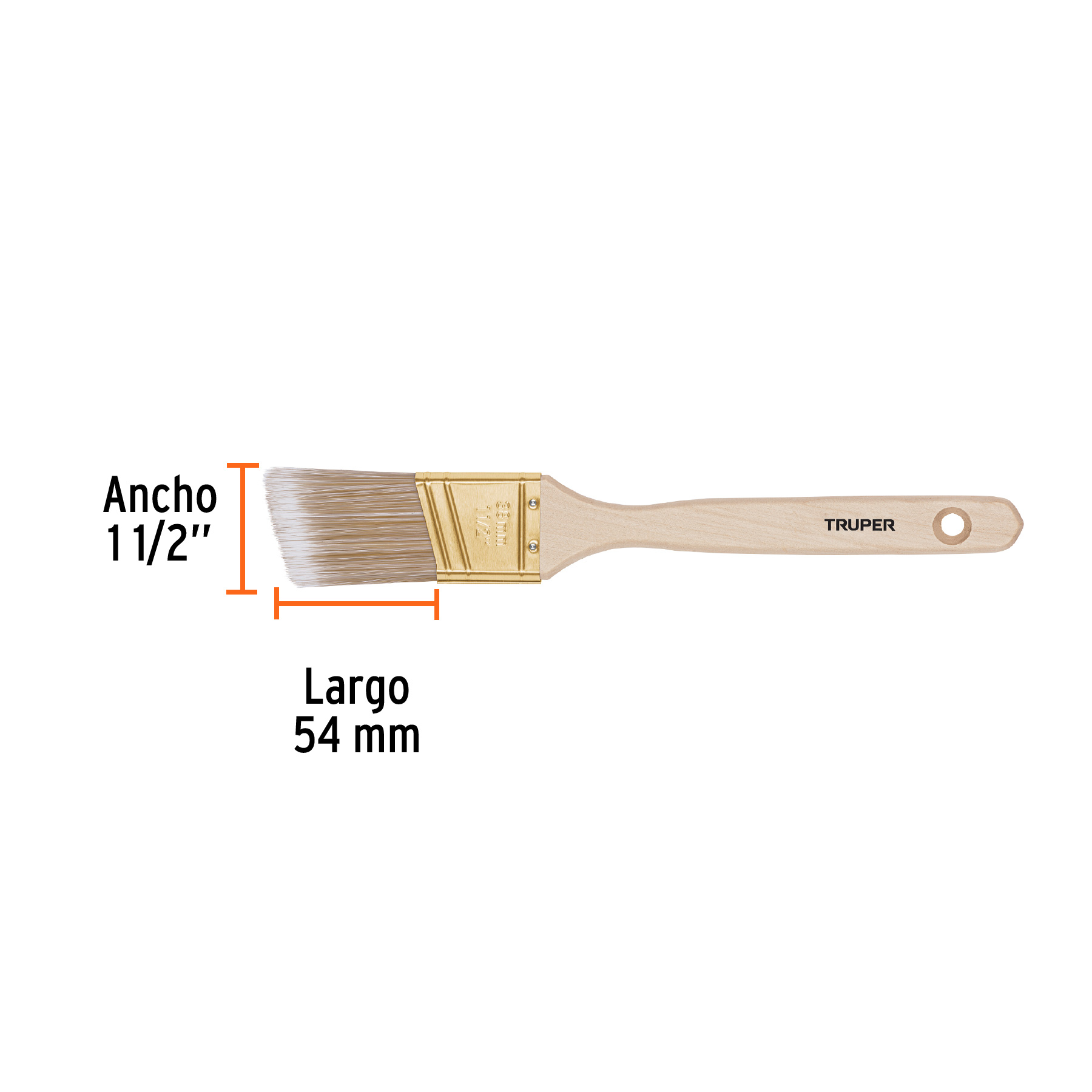 Brocha cerdas sintéticas, mango madera,corte angular, 1-1/2' - BRT-1-1/2AS / 13338 Brocha cerdas sintéticas, mango madera,corte angular, 1-1/2' - BRT-1-1/2AS / 13338