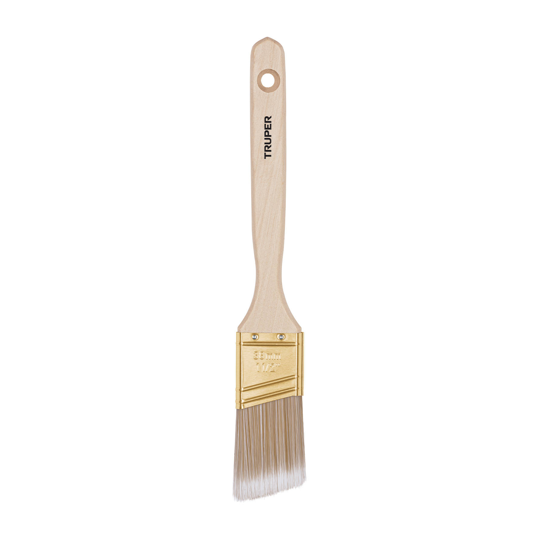 Brocha cerdas sintéticas, mango madera,corte angular, 1-1/2' - BRT-1-1/2AS / 13338