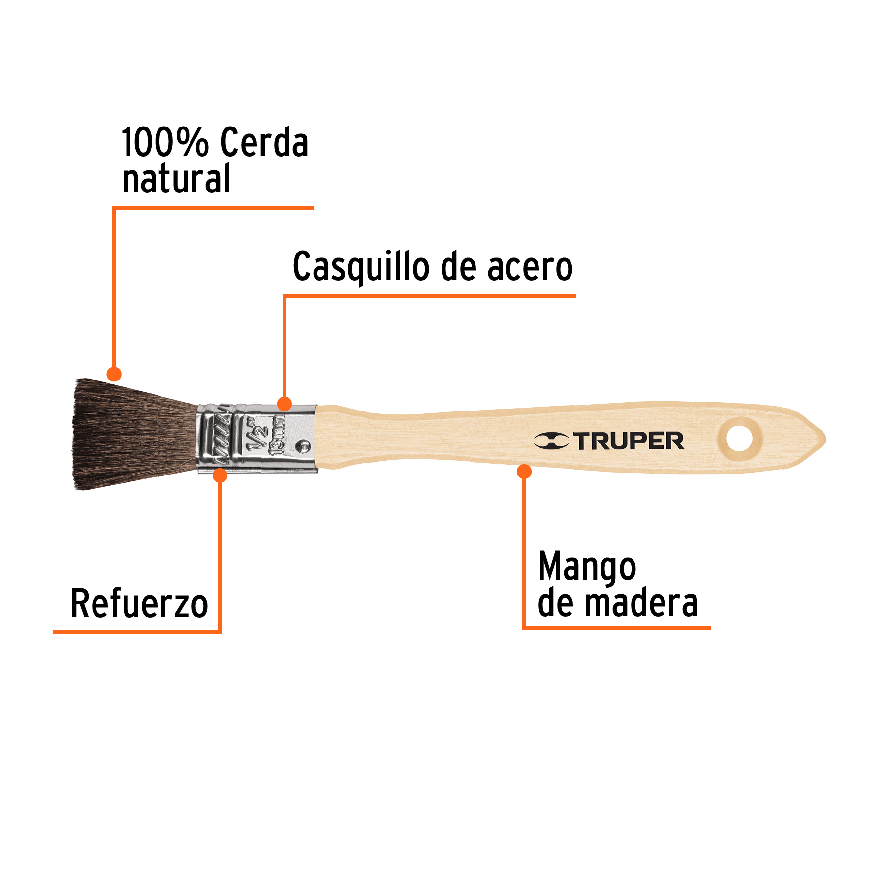 Brocha pelo de camello, mango de madera, 1/2' - BRT-1/2C / 12465 Brocha pelo de camello, mango de madera, 1/2' - BRT-1/2C / 12465