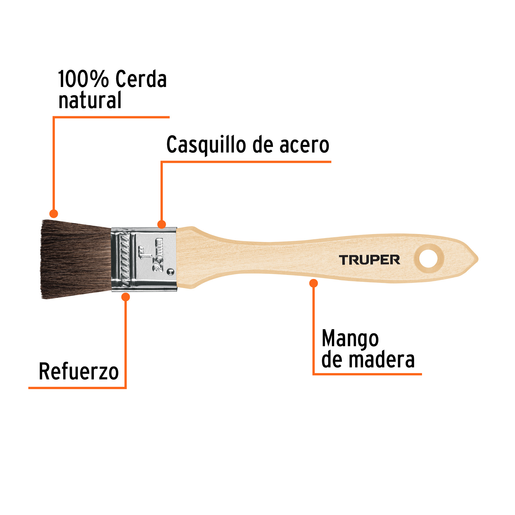 Brocha pelo de camello, mango de madera, 1' - BRT-1C / 12466 Brocha pelo de camello, mango de madera, 1' - BRT-1C / 12466