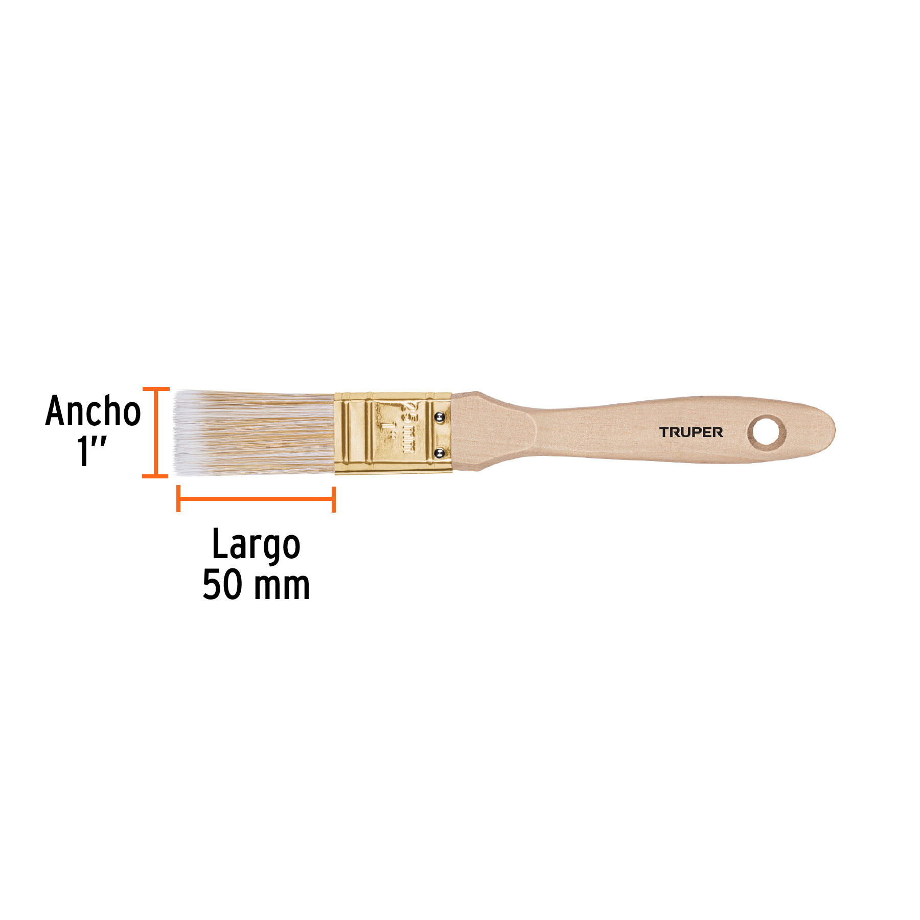 Brocha cerdas sintéticas,mango de madera, corte recto, 1' - BRT-1S / 13342