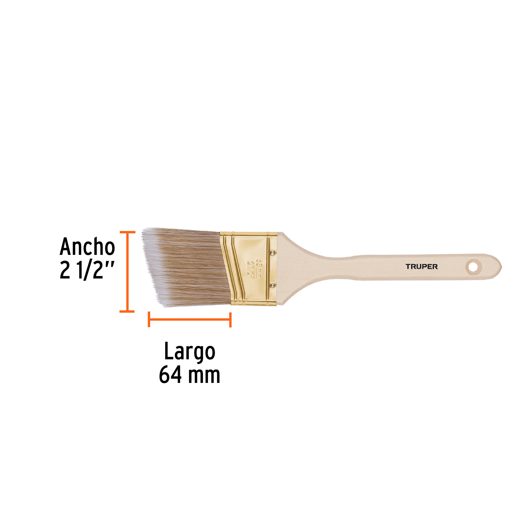 Brocha cerdas sintéticas, mango madera,corte angular, 2-1/2' - BRT-2-1/2AS / 13340 Brocha cerdas sintéticas, mango madera,corte angular, 2-1/2' - BRT-2-1/2AS / 13340