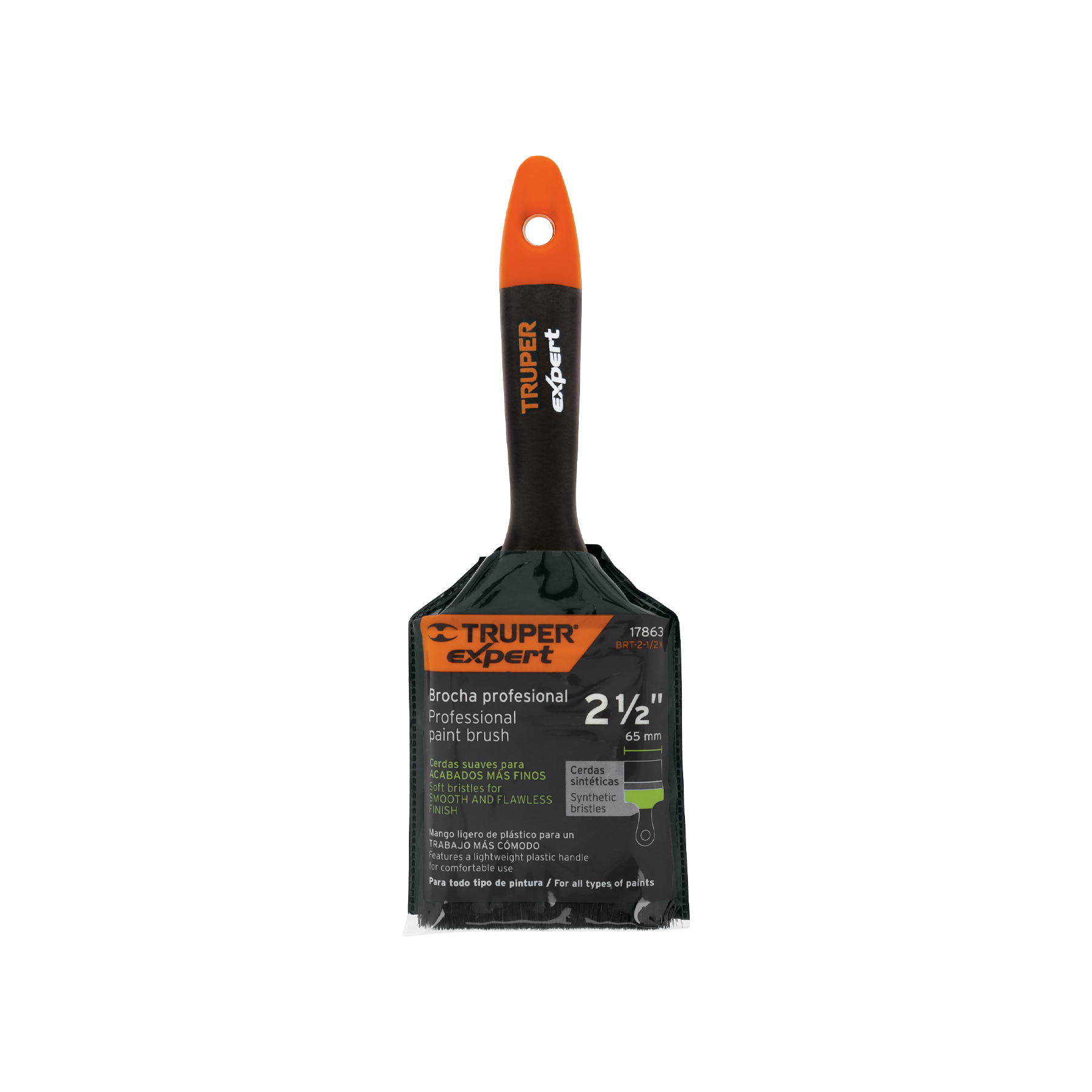 Brocha profesional, mango de plástico, 2-1/2' Truper Expert - BRT-2-1/2X / 17863