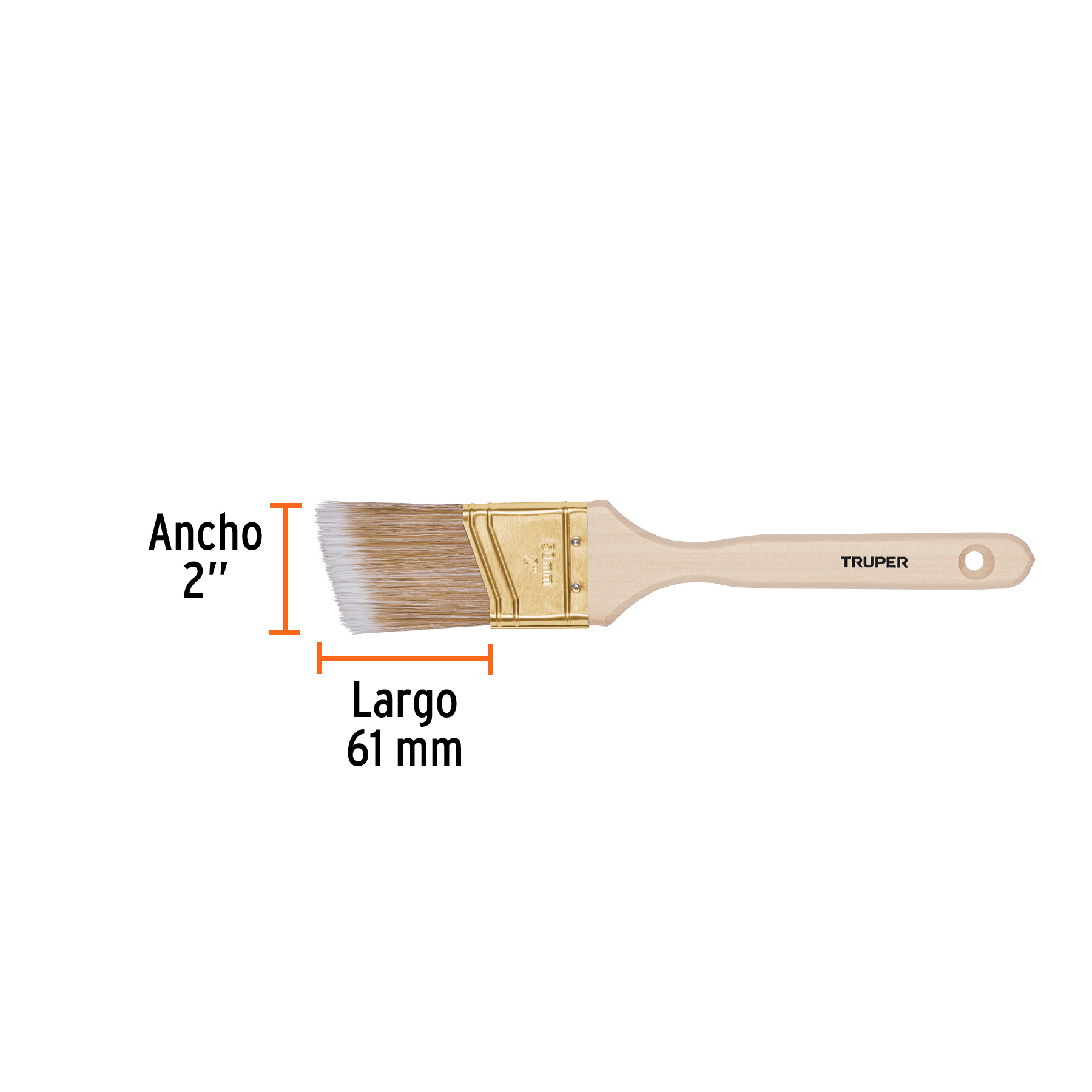 Brocha cerdas sintéticas, mango madera,corte angular, 2' - BRT-2AS / 13339 Brocha cerdas sintéticas, mango madera,corte angular, 2' - BRT-2AS / 13339