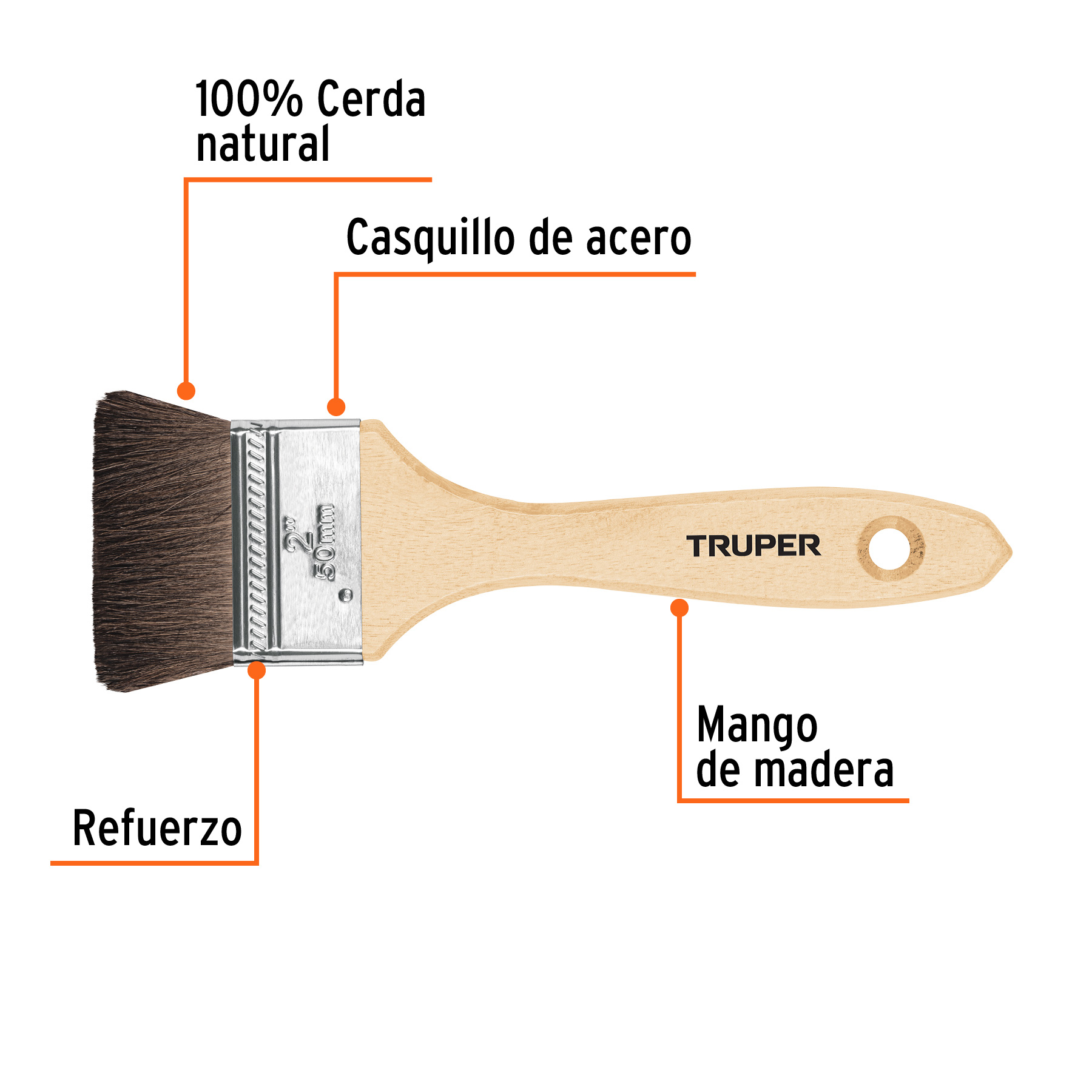 Brocha pelo de camello, mango de madera, 2' - BRT-2C / 12468 Brocha pelo de camello, mango de madera, 2' - BRT-2C / 12468