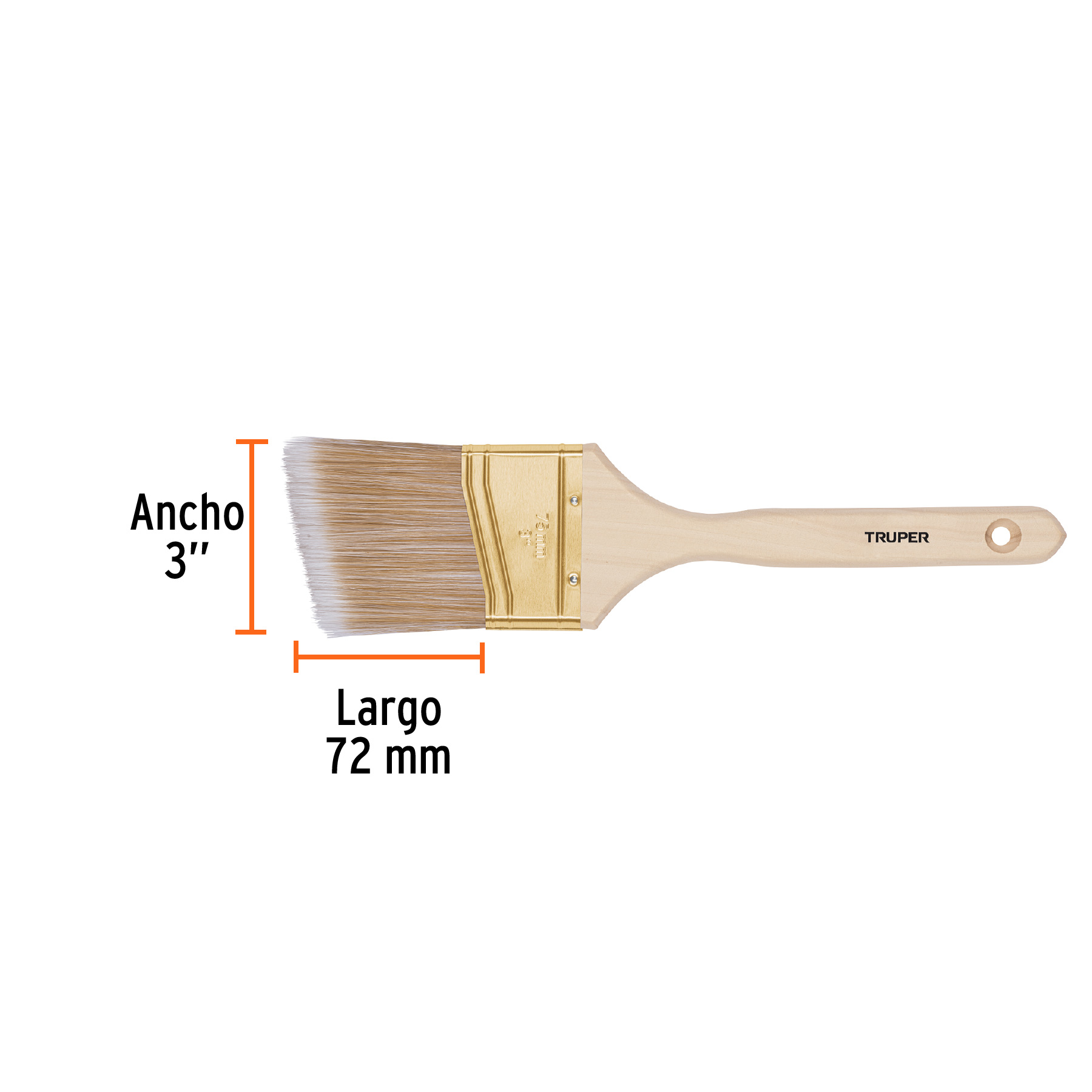 Brocha cerdas sintéticas, mango madera,corte angular, 3' - BRT-3AS / 13341 Brocha cerdas sintéticas, mango madera,corte angular, 3' - BRT-3AS / 13341
