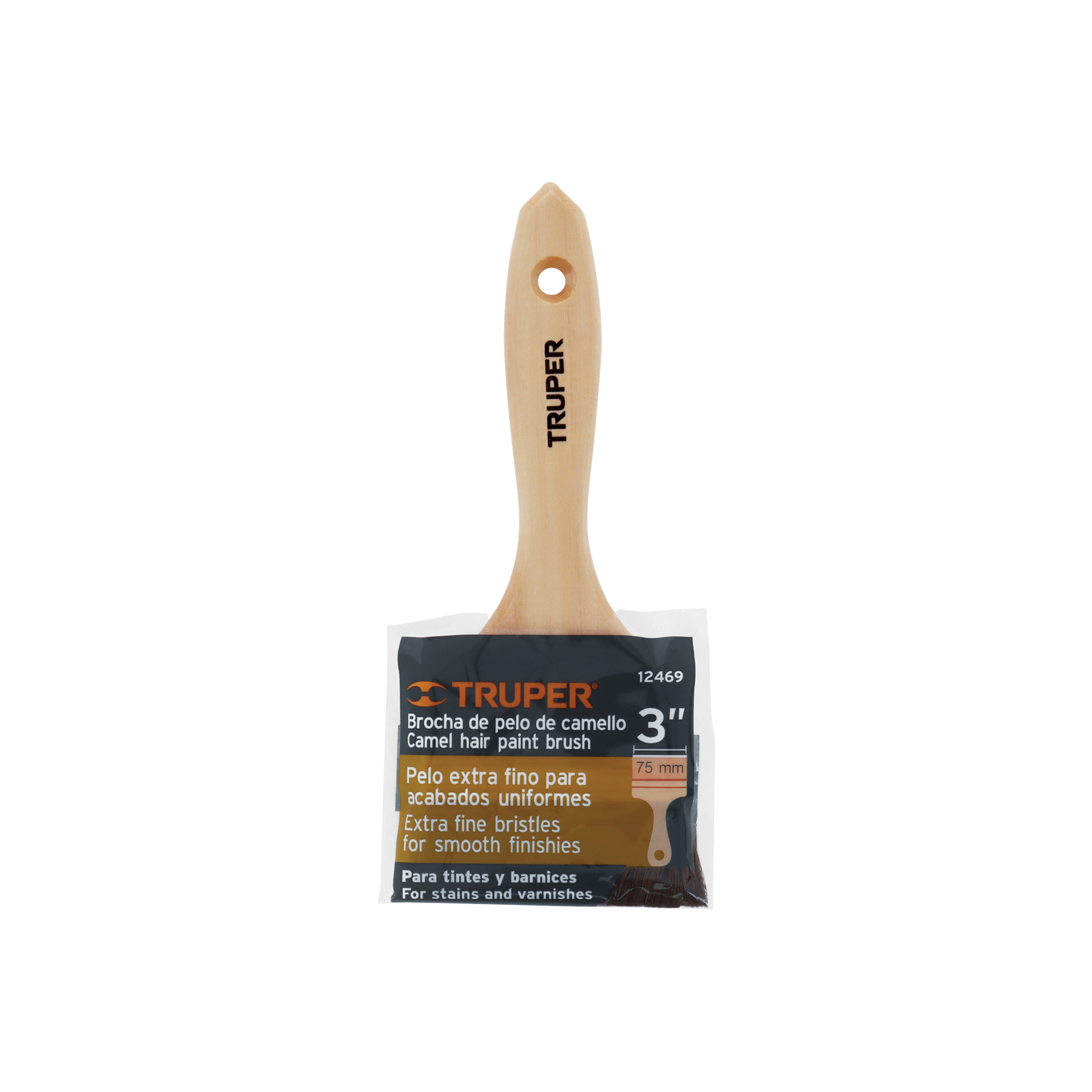 Brocha pelo de camello, mango de madera, 3' - BRT-3C / 12469