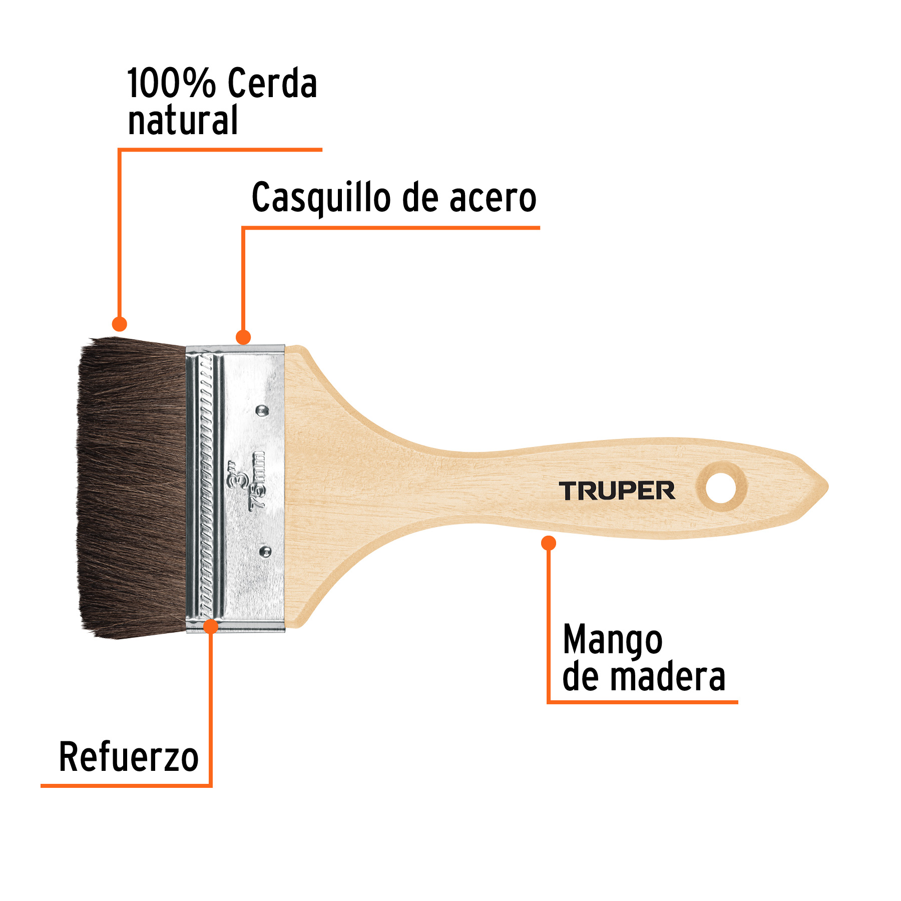 Brocha pelo de camello, mango de madera, 3' - BRT-3C / 12469