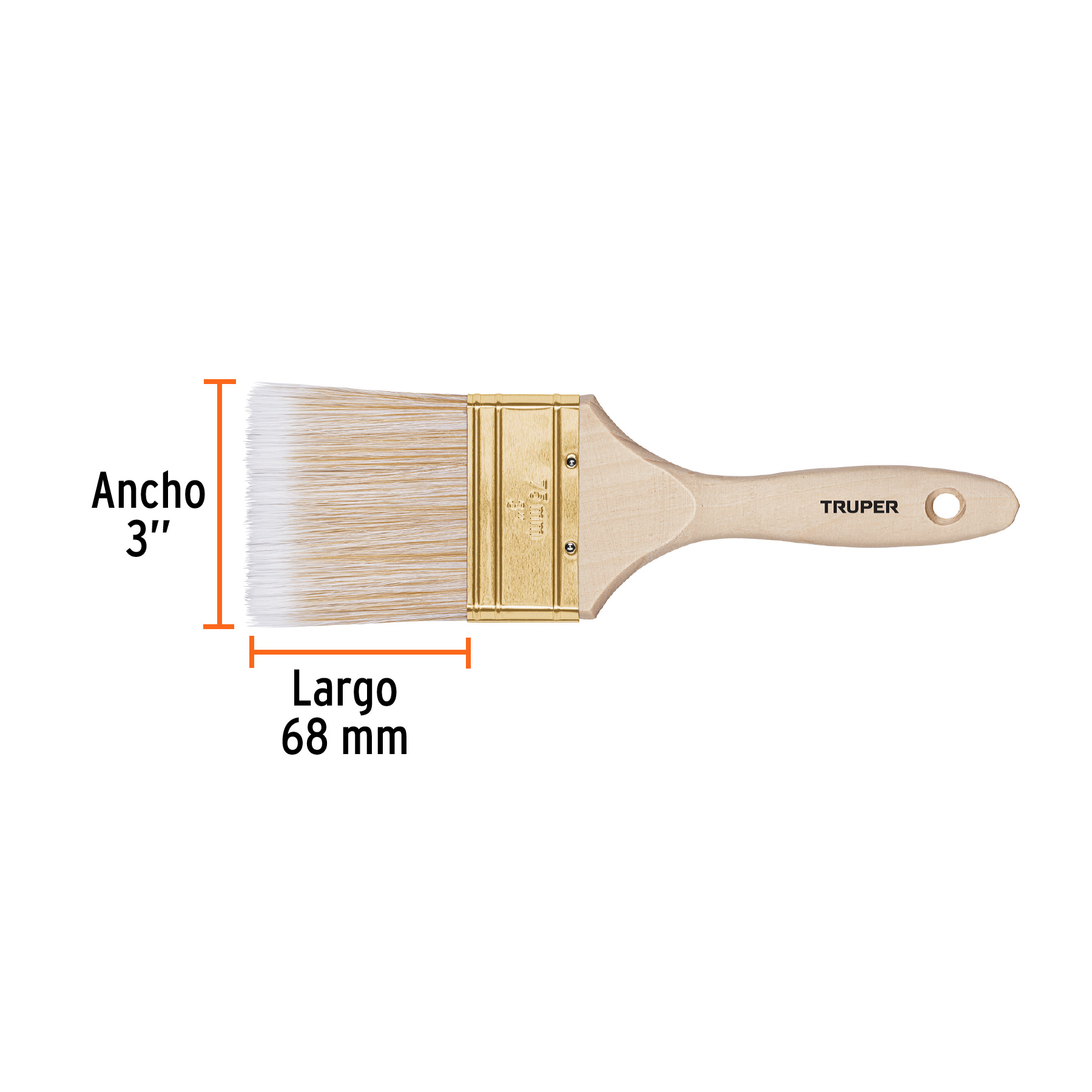 Brocha cerdas sintéticas,mango de madera, corte recto, 3' - BRT-3S / 13346 Brocha cerdas sintéticas,mango de madera, corte recto, 3' - BRT-3S / 13346