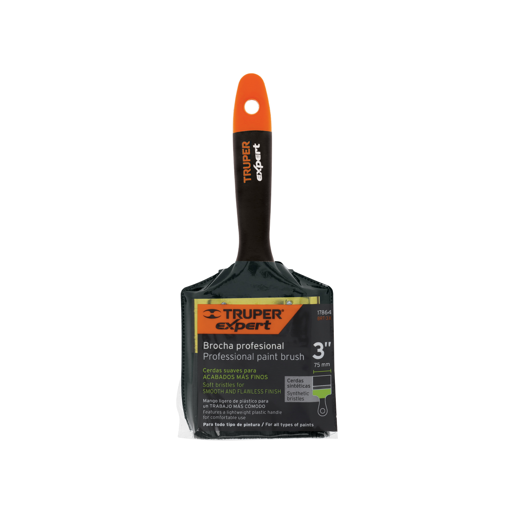 Brocha profesional, mango de plástico, 3', Truper Expert - BRT-3X / 17864 Brocha profesional, mango de plástico, 3', Truper Expert - BRT-3X / 17864