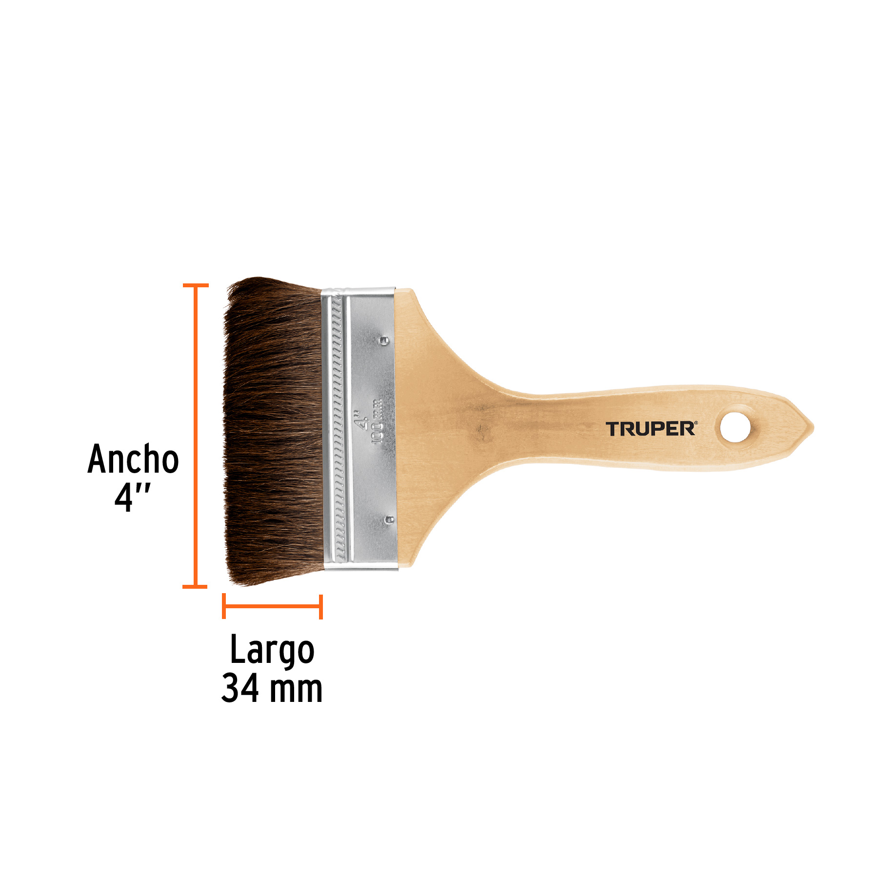 Brocha pelo de camello, mango de madera, 4' - BRT-4C / 12470