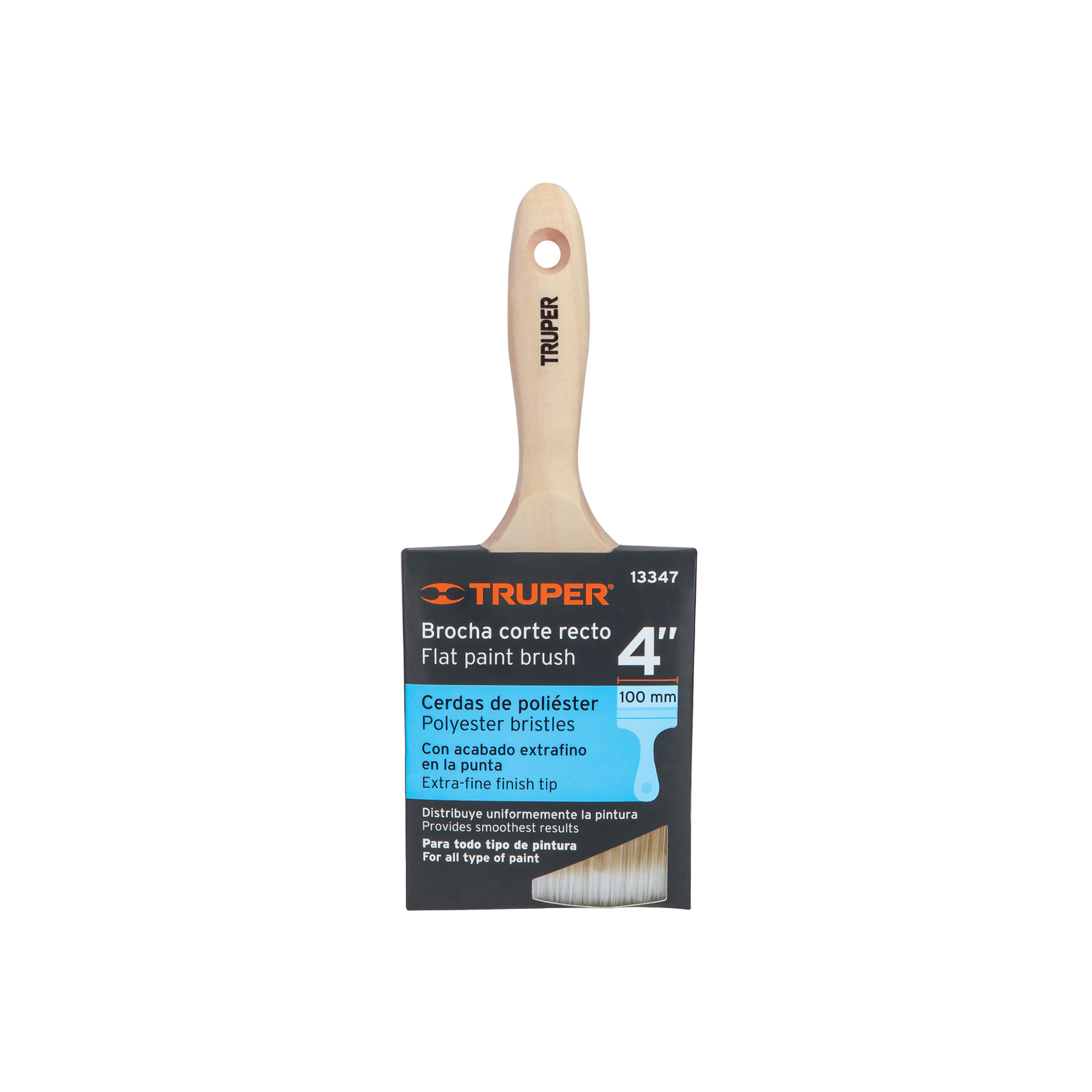 Brocha cerdas sintéticas,mango de madera, corte recto, 4' - BRT-4S / 13347 Brocha cerdas sintéticas,mango de madera, corte recto, 4' - BRT-4S / 13347
