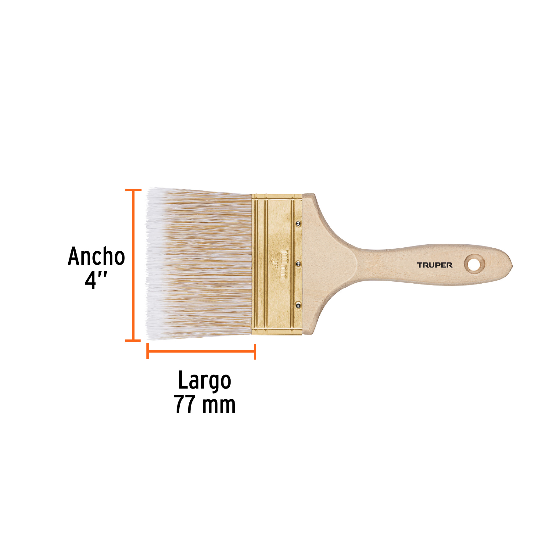 Brocha cerdas sintéticas,mango de madera, corte recto, 4' - BRT-4S / 13347 Brocha cerdas sintéticas,mango de madera, corte recto, 4' - BRT-4S / 13347