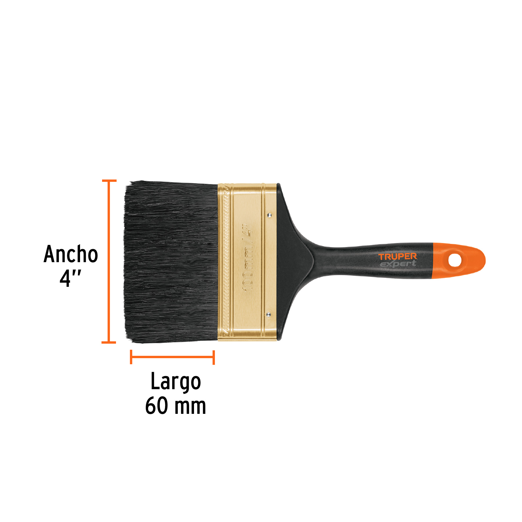Brocha profesional, mango de plástico, 4', Truper Expert - BRT-4X / 17865
