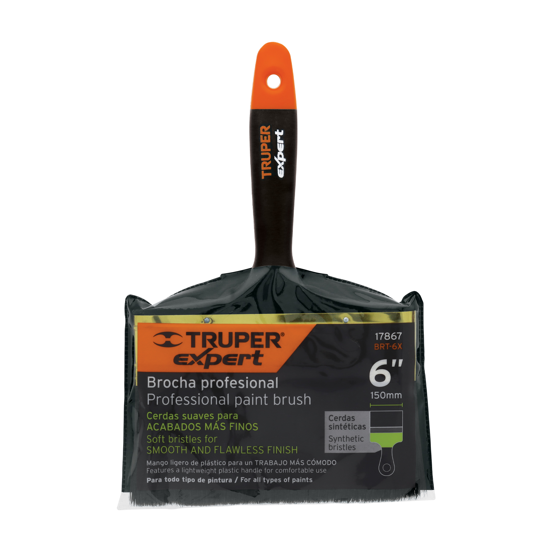Brocha profesional, mango de plástico, 6', Truper Expert - BRT-6X / 17867