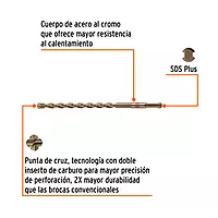 Broca SDS Plus 3/8 x 8', Truper, 101145 - BS-3/8X8 Broca SDS Plus 3/8 x 8', Truper, 101145 - BS-3/8X8