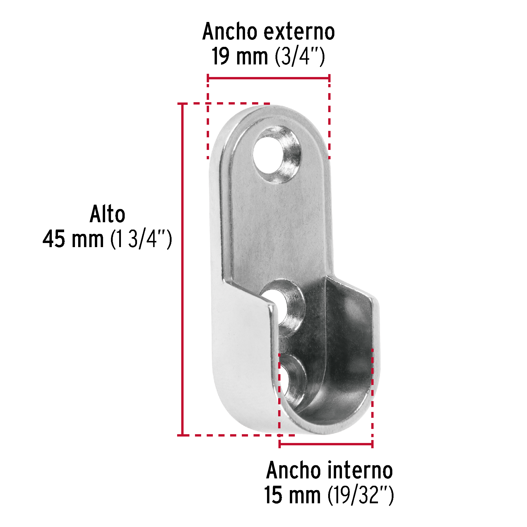 Brida niquelada para tubo ovalado de clóset, HERMEX-BTO-5 / 48978 Brida niquelada para tubo ovalado de clóset, HERMEX-BTO-5 / 48978