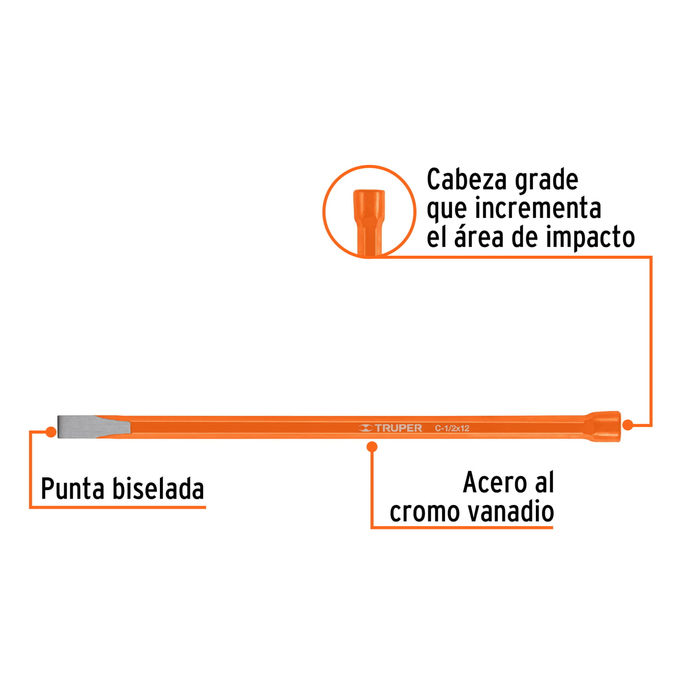 Cincel de corte frío, 1/2 X 12' - C-1/2X12 / 12124