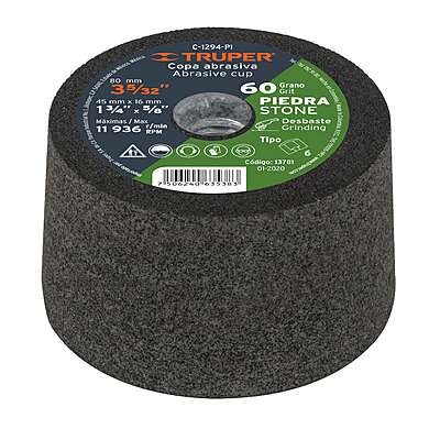 Copa desbaste, 3-5/32', grano 60 para piedra - C-1294-PI / 13781