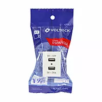 Toma con 2 puertos USB, 1.5 módulos, línea Española, blanco - C2USB-EB / 47057