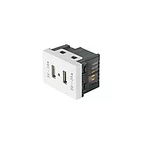 Toma con 2 puertos USB, 1.5 módulos, línea Española, blanco - C2USB-EB / 47057