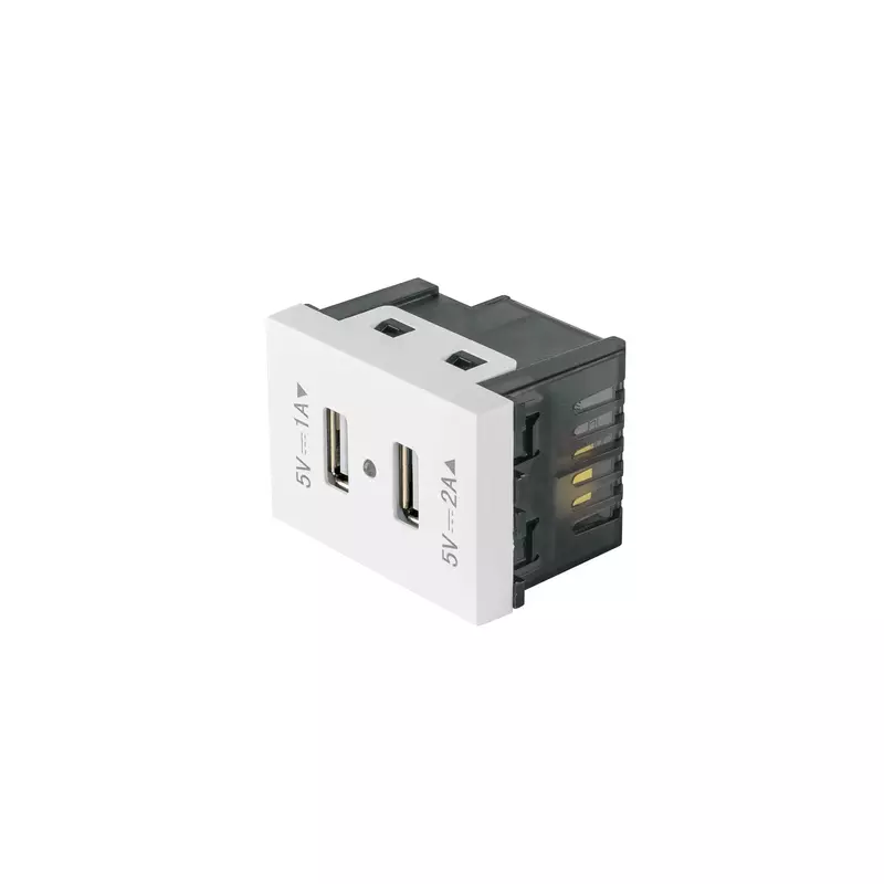 Toma con 2 puertos USB, 1.5 módulos, línea Española, blanco - C2USB-EB / 47057