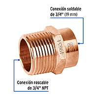 Conector de cobre, rosca exterior 3/4' - CC-612 / 49654 Conector de cobre, rosca exterior 3/4' - CC-612 / 49654