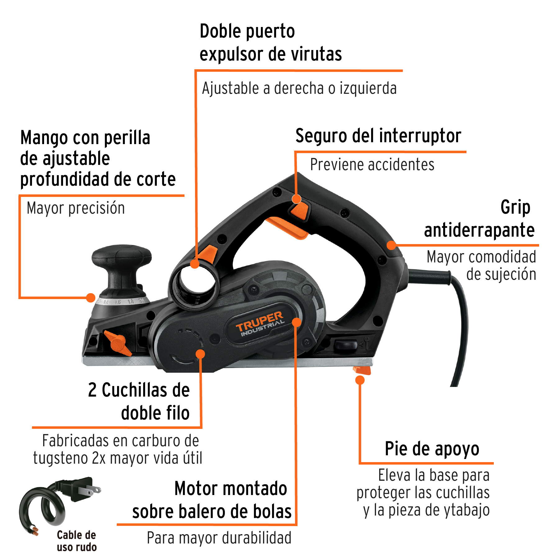 CEPEL-3-1/4N Cepillo eléctrico, 3-1/4', industrial, 720 W Truper CEPEL-3-1/4N Cepillo eléctrico, 3-1/4', industrial, 720 W Truper