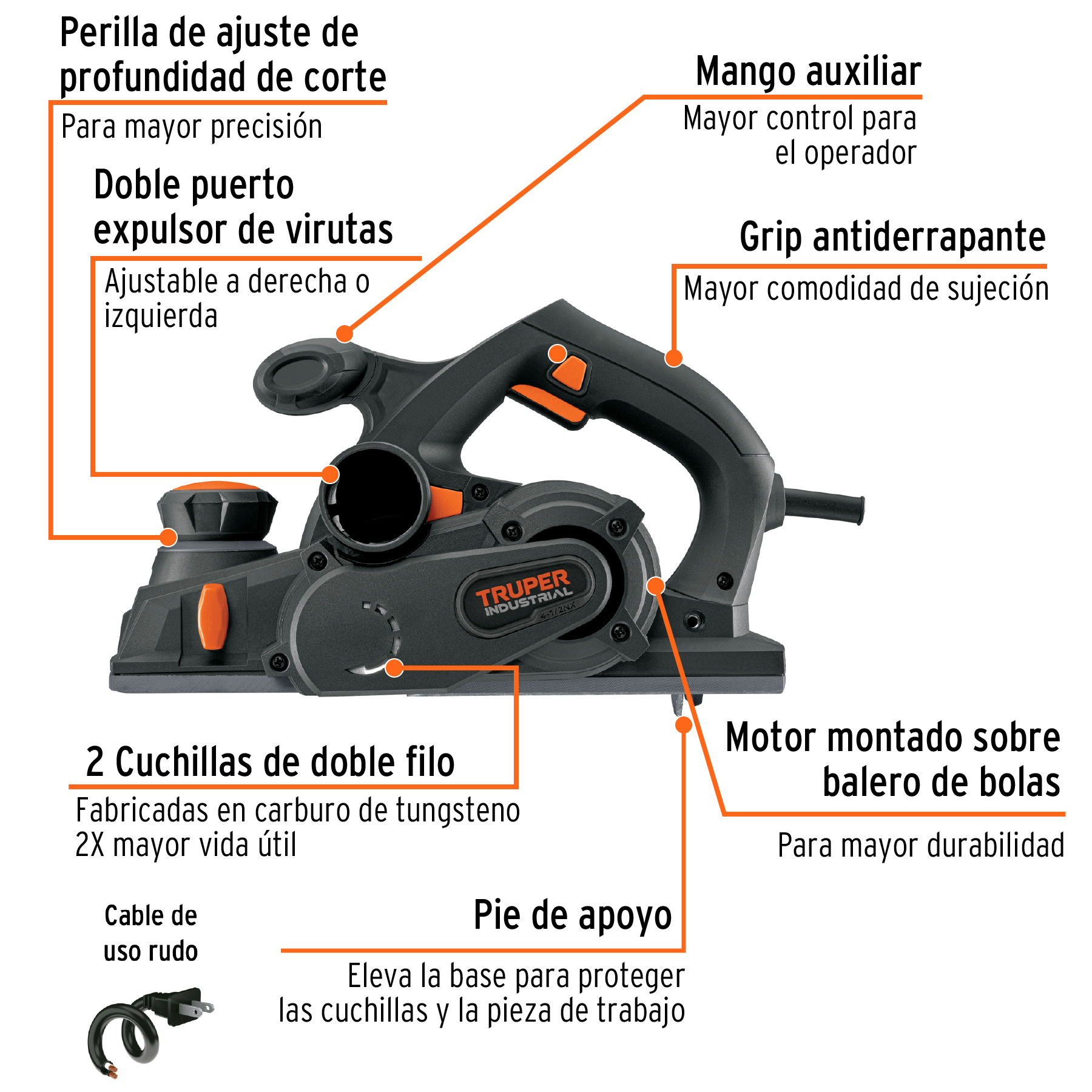 CEPEL-4-1/2NX Cepillo eléctrico, 4-1/2', industrial, 950 W Truper CEPEL-4-1/2NX Cepillo eléctrico, 4-1/2', industrial, 950 W Truper