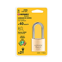 Candado de hierro, color laton, 40mm, largo, blister, Basic - CHB-40PL / 27076 Candado de hierro, color laton, 40mm, largo, blister, Basic - CHB-40PL / 27076