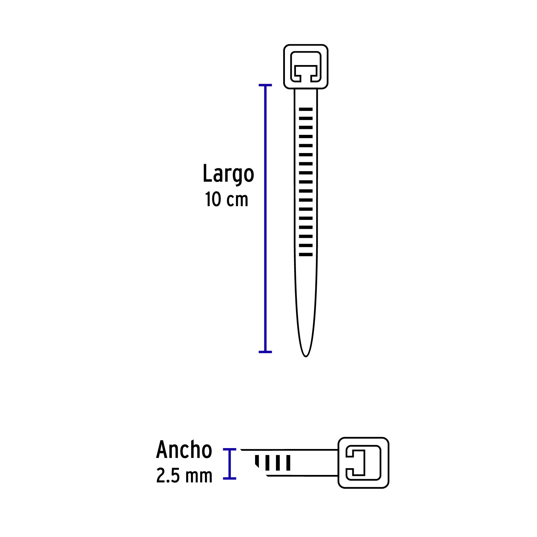Bolsa con 1000 cinchos plásticos 18 lb, 100x2.5 mm, negros - CIN-1810N-M / 47465