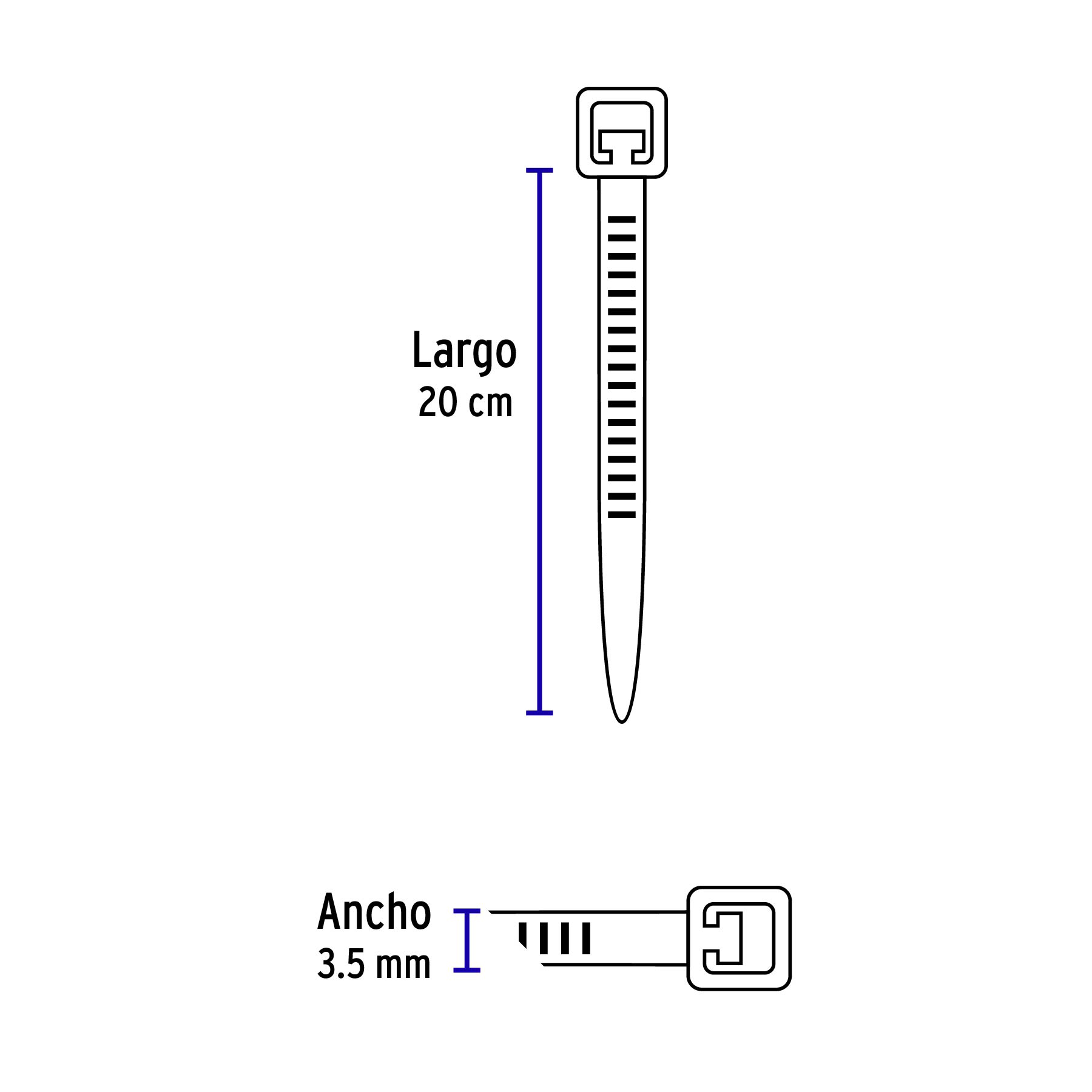 Bolsa con 50 cinchos plásticos 40 lb, 200x3.5 mm, naturales - CIN-4020 / 44304