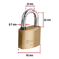 Candado de latón, 40mm, gancho corto, llave tetra, blister - CL-40X / 43420 Candado de latón, 40mm, gancho corto, llave tetra, blister - CL-40X / 43420