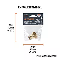 Conector 3/4' rápido hembra de latón, sistema click, Truper 101596 Conector 3/4' rápido hembra de latón, sistema click, Truper 101596