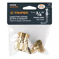 Conector 3/4' rápido de latón grifo-manguera sistema click 101598 Conector 3/4' rápido de latón grifo-manguera sistema click 101598