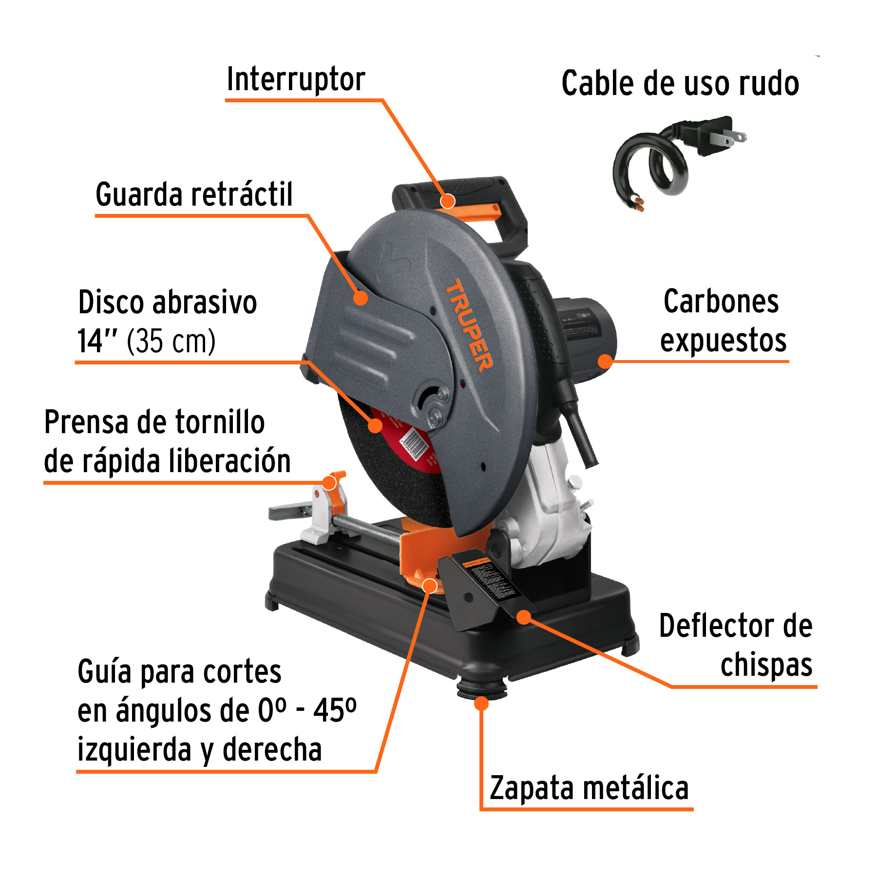 Tronzadora / cortadora de metales, 14', industrial, 2,200 W - CM-14N / 11723 Tronzadora / cortadora de metales, 14', industrial, 2,200 W - CM-14N / 11723