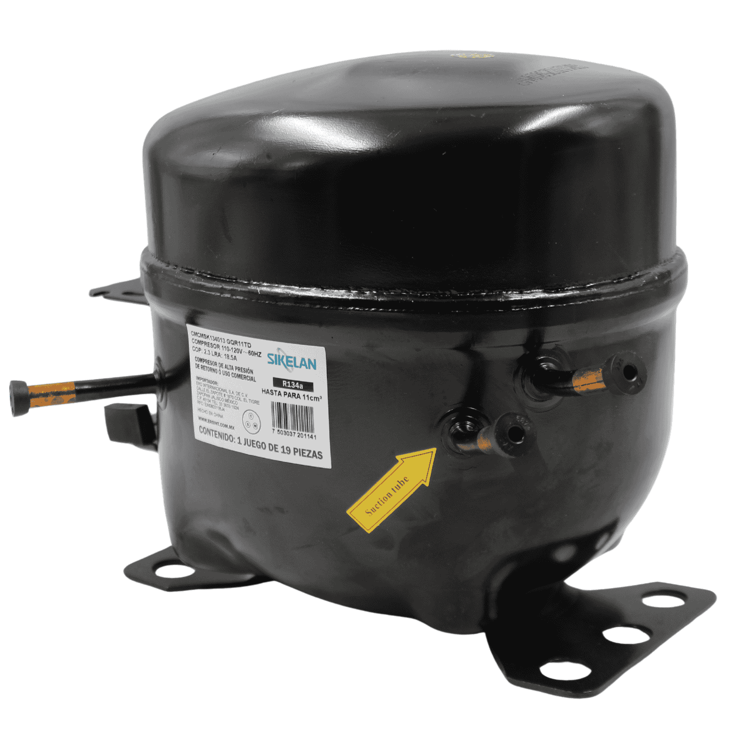 Compresor Sikelan GQR11TD, 1/3 HP, 1100W, R134a, (110-120V 60Hz) - CMCMSK134013