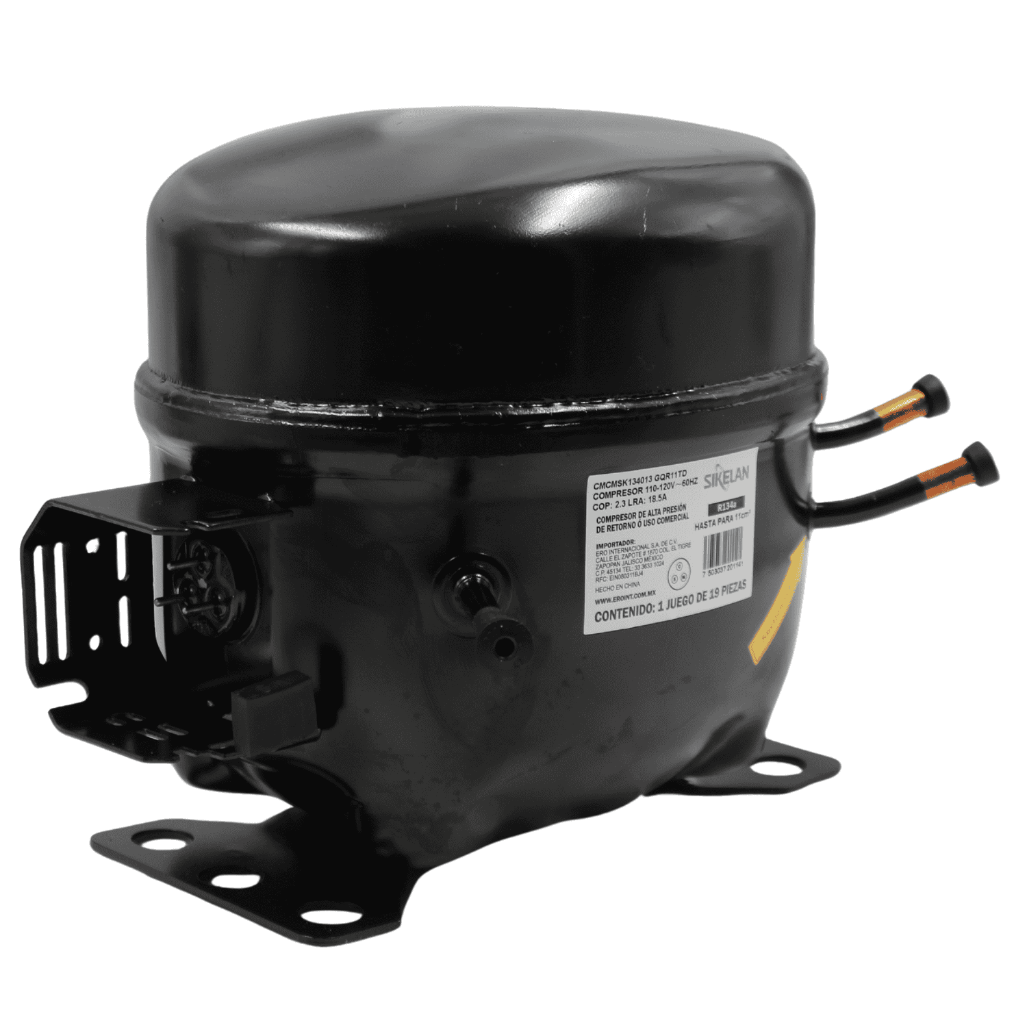 Compresor Sikelan GQR11TD, 1/3 HP, 1100W, R134a, (110-120V 60Hz) - CMCMSK134013