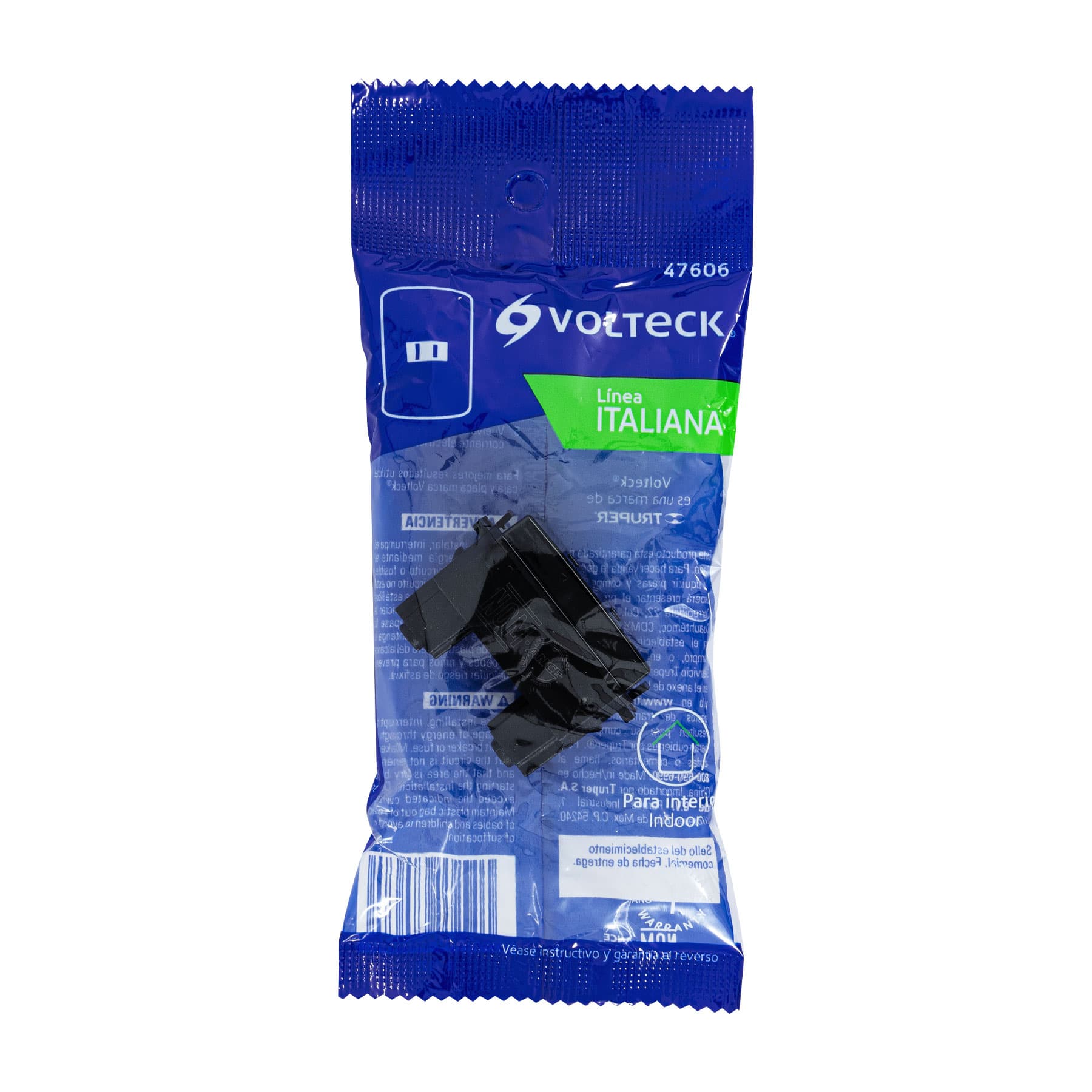 Contacto sencillo, 2polos, sin tierra, línea Italiana,negro - CO-IN / 47606