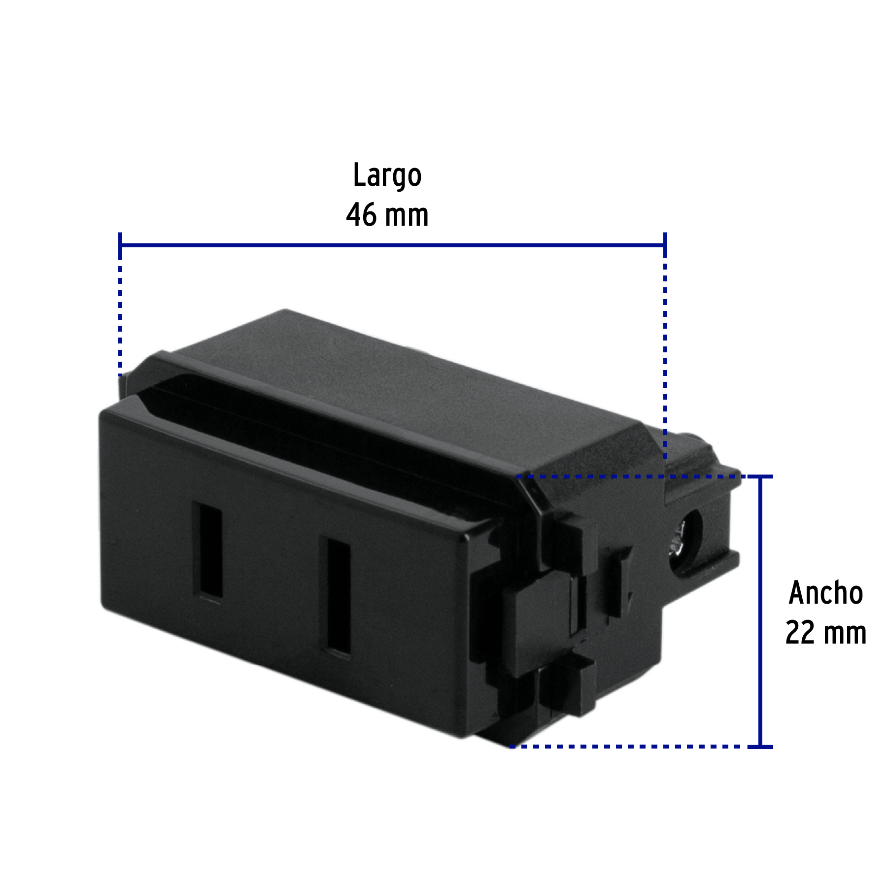 Contacto sencillo, 2polos, sin tierra, línea Italiana,negro - CO-IN / 47606